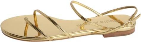 Studio Amelia Gouden platte sandalen Geborsteld technisch TPU