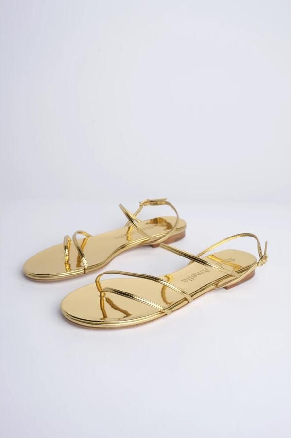 Studio Amelia Gouden platte sandalen Geborsteld technisch TPU