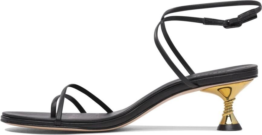 Studio Amelia Zwarte Leren Sandalen Elegant Ontwerp