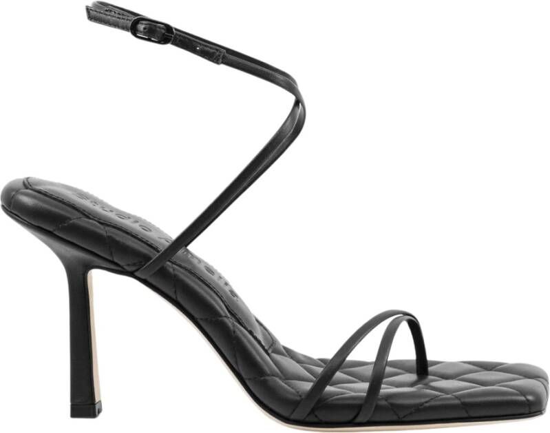 Studio Amelia Zwarte Leren Hak Sandalen