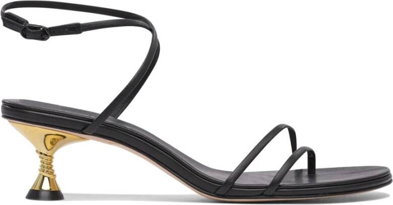 Studio Amelia Zwarte Leren Sandalen Elegant Ontwerp
