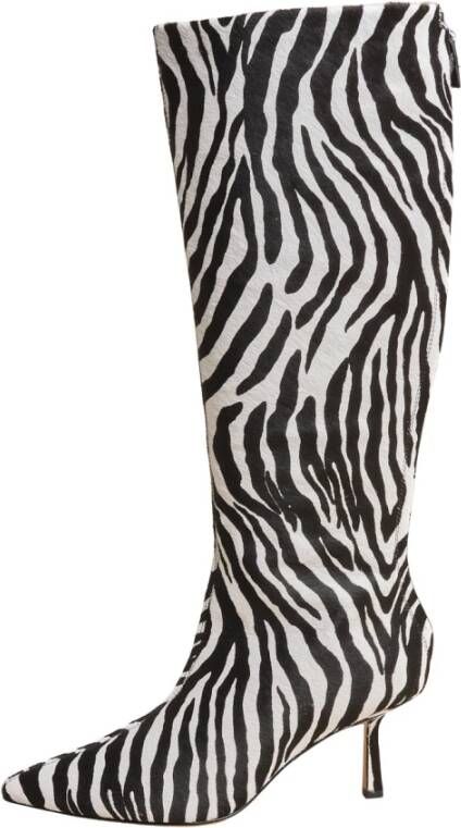 Studio Amelia Zwarte Zebra Leren Hoge Laarzen