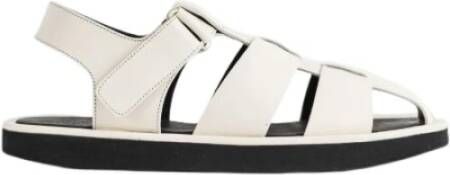 Studio Nicholson Witte Leren Sandalen Klittenbandsluiting Pergamijn White Dames