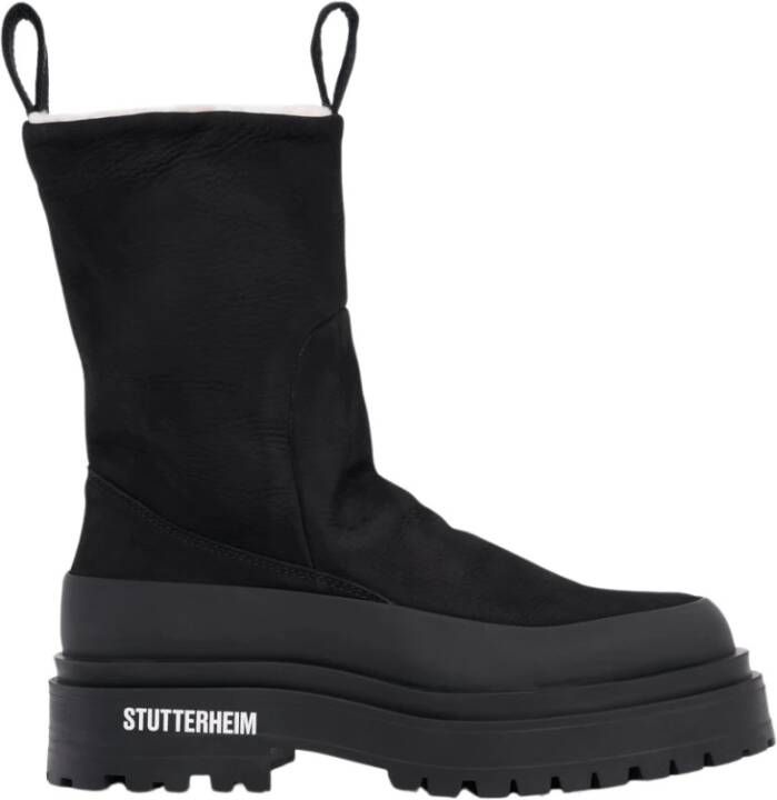 Stutterheim Chunky Nubuck Mid-Calf Waterdichte Laarzen Black Unisex