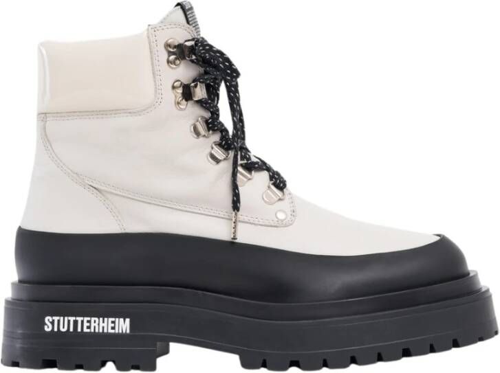 Stutterheim Italiaanse Leren Enkellaarzen Beige Dames