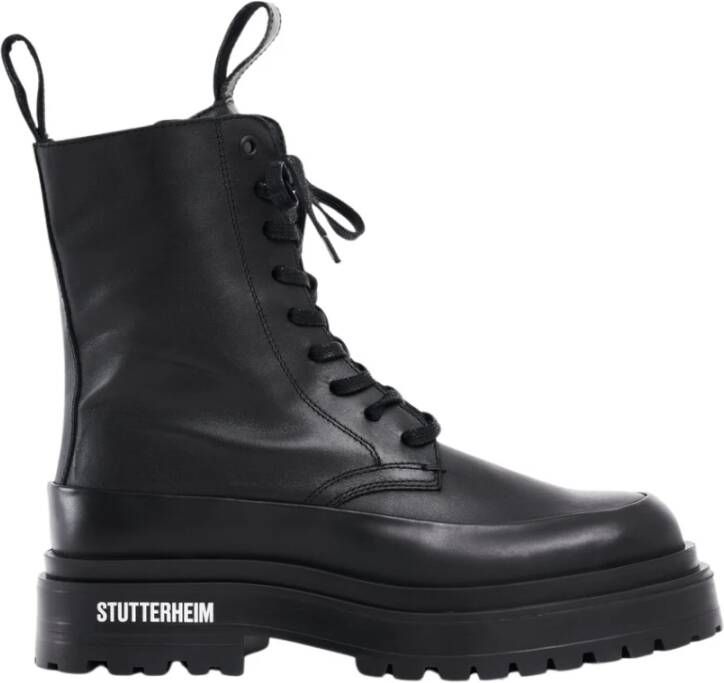 Stutterheim Leren Veterschoenen tot Halverwege de Kuit Black Heren