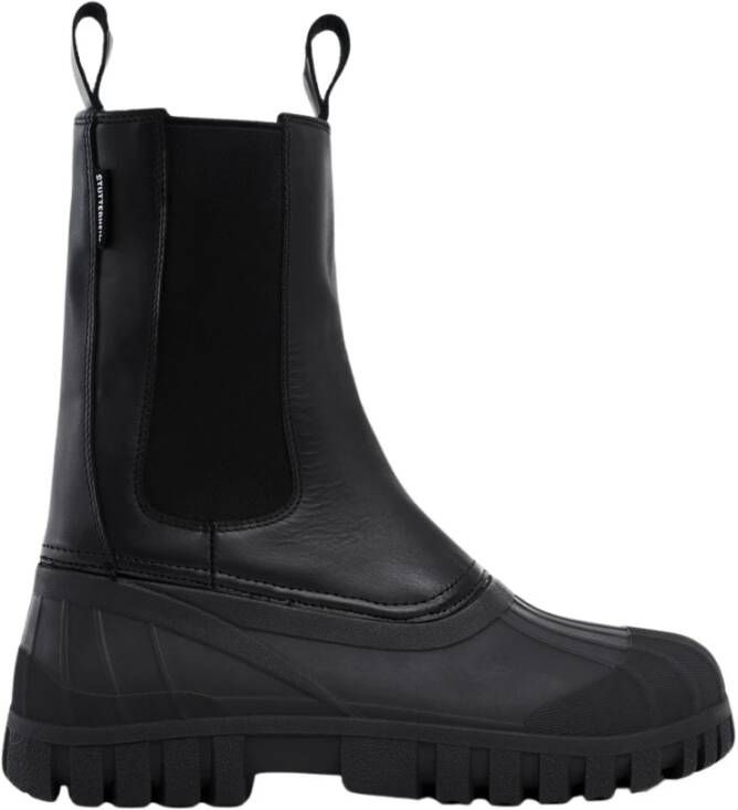 Stutterheim Waterafstotende Leren Patrouillelaarzen Black Unisex