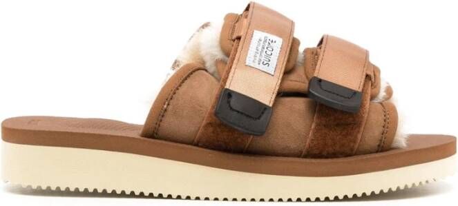 Suicoke Bruine Shearling-Trimmed Slides Brown Dames