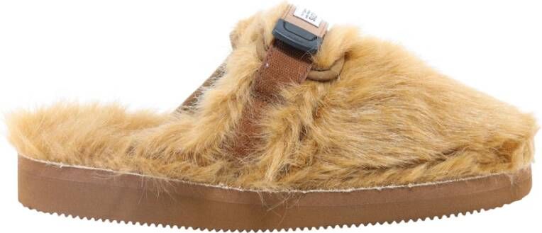 Suicoke Comfortabele synthetische bont pantoffels Brown Heren