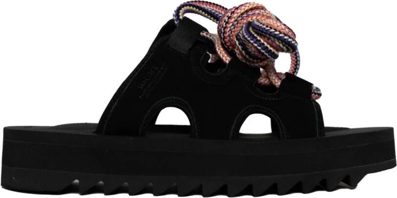 Suicoke Zwarte Sandalen met Touw Enkelveters Black Heren