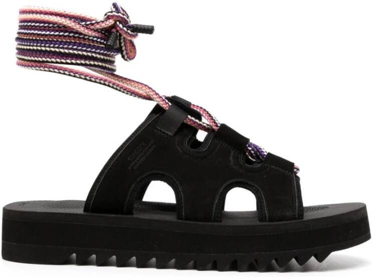 Suicoke Zwarte Sandalen met Touw Enkelveters Black Heren