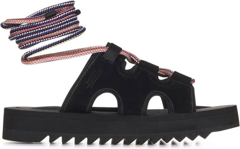 Suicoke Zwarte Sandalen met Touw Enkelveters Black Heren