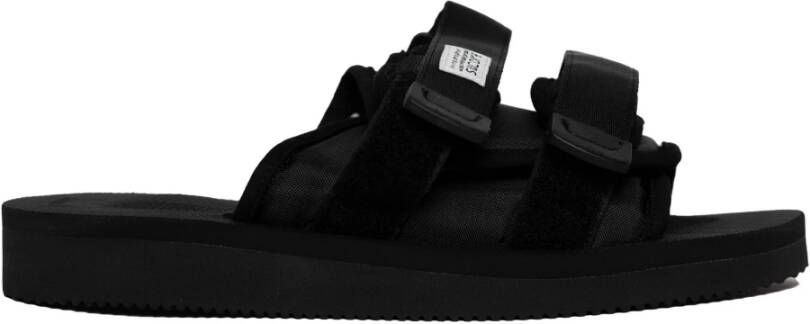 Suicoke Comfortabele zwarte nylon sliders voor heren Black Heren