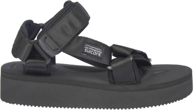 Suicoke Platte Sandalen met Kruisbanden Black Dames