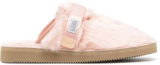 Suicoke Roze Faux-Fur Slip-On Sandalen Roze Dames