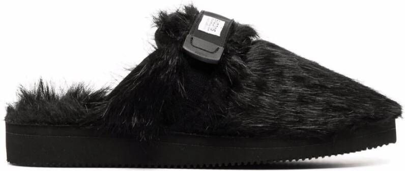 Suicoke Zwarte Nepbont Pantoffels Black Heren