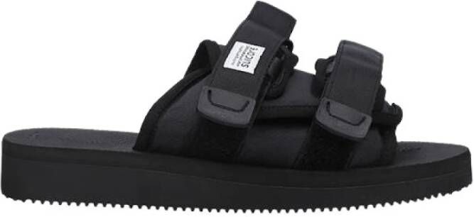 Suicoke Comfortabele zwarte nylon sliders voor heren Black Heren