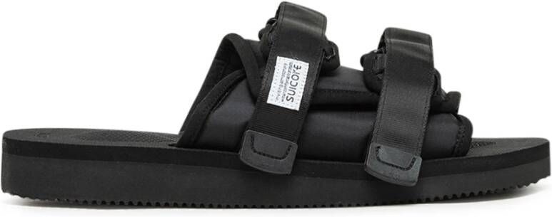 Suicoke Comfortabele zwarte nylon sliders voor heren Black Heren