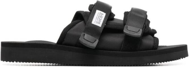 Suicoke Comfortabele zwarte nylon sliders voor heren Black Heren