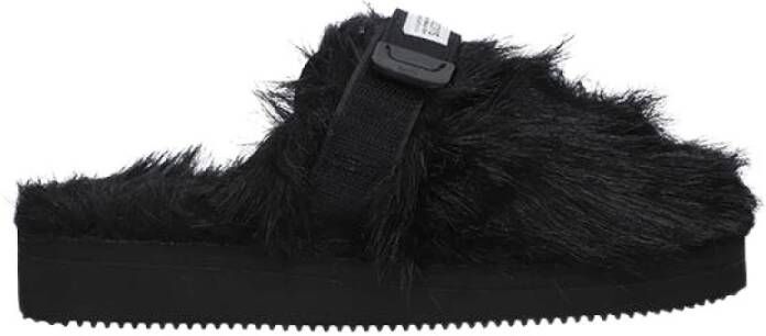 Suicoke Stijlvolle Zwarte Harige Instap Sandalen Black