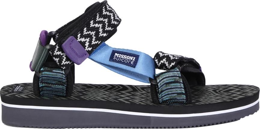 Suicoke Depa Zwarte En Paarse Platte Sandalen Black Unisex - Foto 3