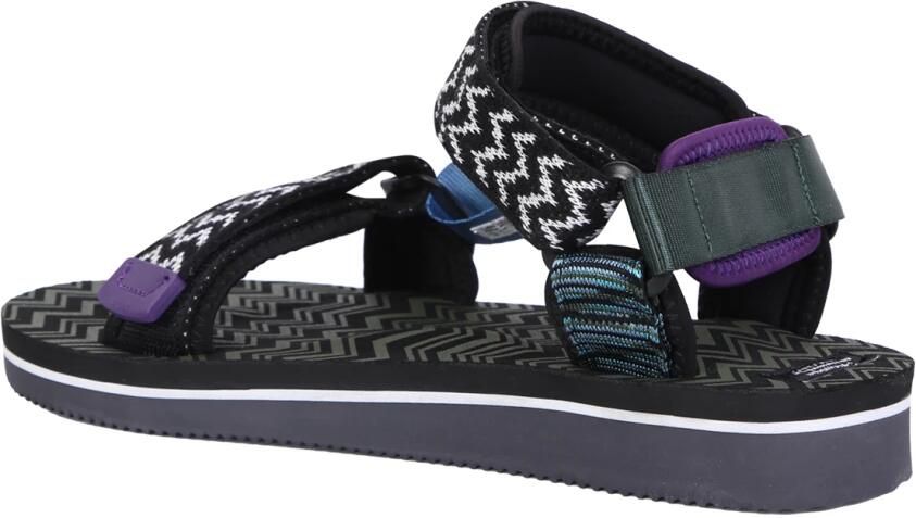 Suicoke Depa Zwarte En Paarse Platte Sandalen Black Unisex
