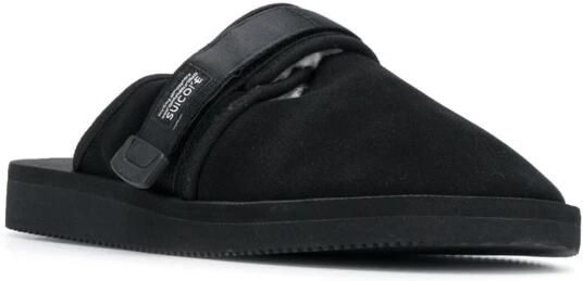 Suicoke Zwarte Leren Muiltjes Sandalen