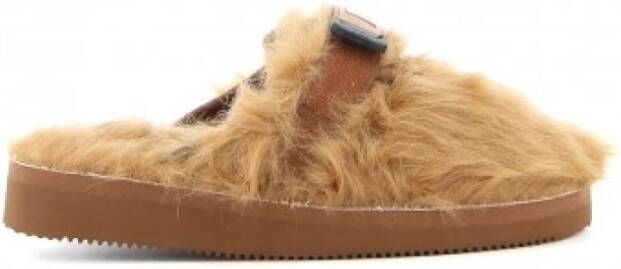 Suicoke Comfortabele synthetische bont pantoffels Brown Heren