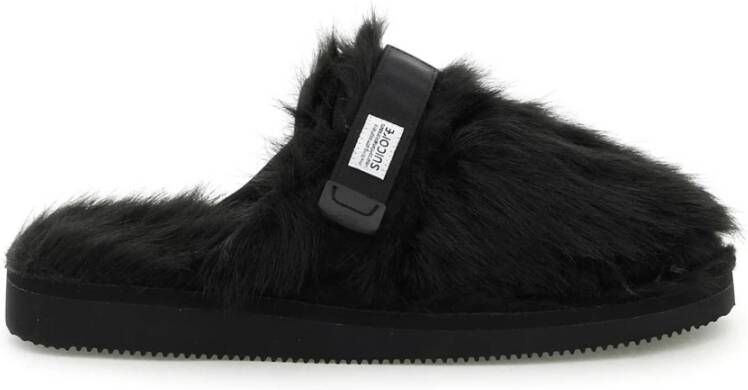 Suicoke zavo sabot in faux fur Zwart Heren