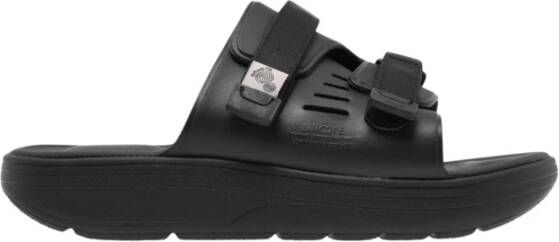 Suicoke Zwarte Logo Sandalen met Rubberen Zool