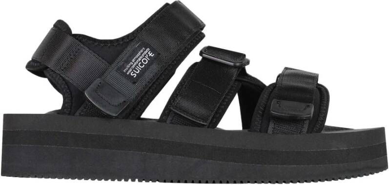 Suicoke Zwarte nylon sandalen met klittenbandsluiting