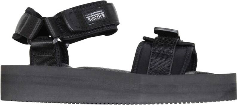 Suicoke Zwarte nylon sandalen met klittenbandsluiting