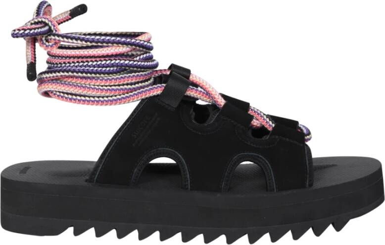 Suicoke Zwarte Sandalen met Touw Enkelveters Black