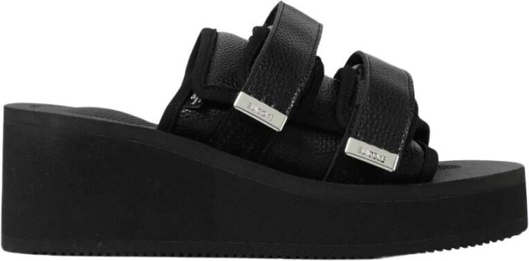 Suicoke Zwarte sleehak sandalen voor vrouwen