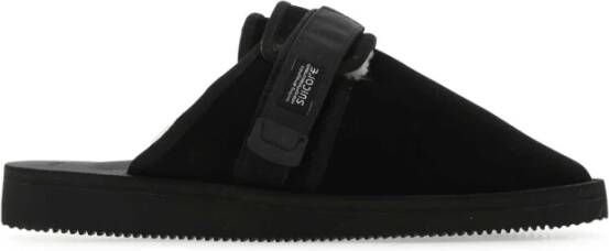 Suicoke Zwarte suede zavo slippers Zwart Heren