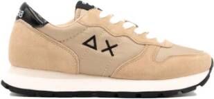 Sun68 Beige Suède en Stoffen Sneakers met Zwarte Details Beige Dames - Foto 3