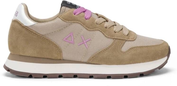 Sun68 Beige Leren en Stoffen Casual Sneaker