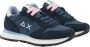 Sun68 Blauwe Suède Sneakers met Dubbele Roze Veters - Thumbnail 1
