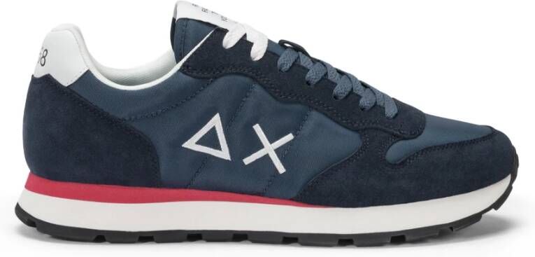 Sun68 Blauwe Suède Sneakers met Witte Details