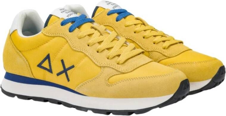 Sun68 Gele Suède Sneakers met Blauwe Veters