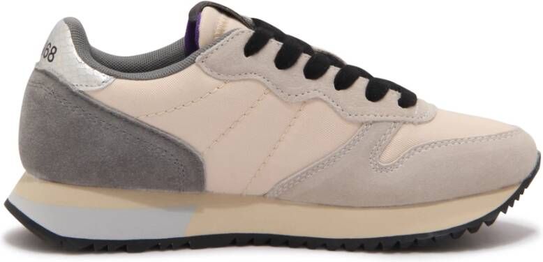 Sun68 Glitter Logo Sneaker Crème Grijs