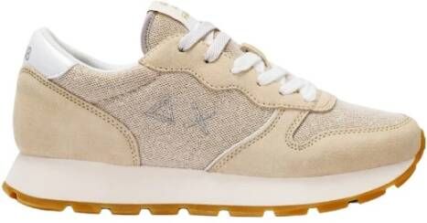 Sun68 Glitter Textiel Sneakers in Goud Beige Dames
