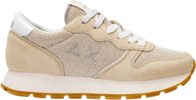 Sun68 Glitter Textiel Sneakers in Goud Beige Dames