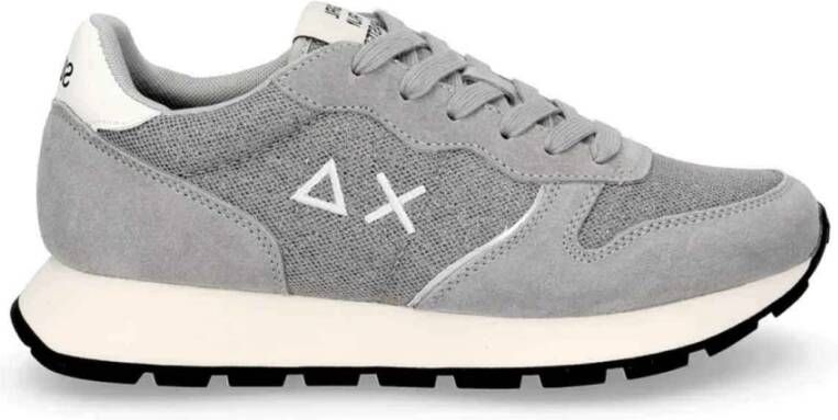 Sun68 Grijze Sneakers met Glitter en Metalen Inzetstukken
