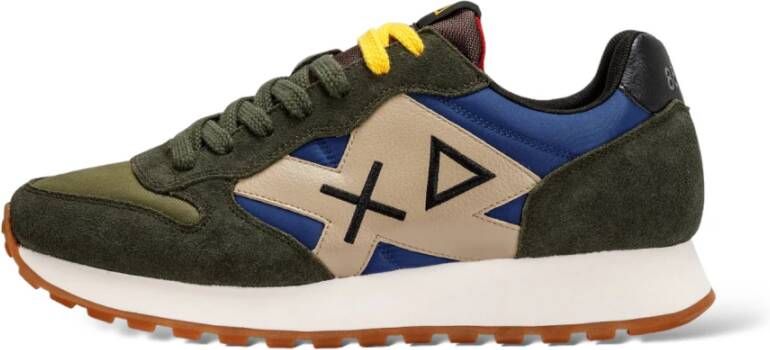 Sun68 Heren Bicolor Donkergroen Beige Sneakers Groen Heren