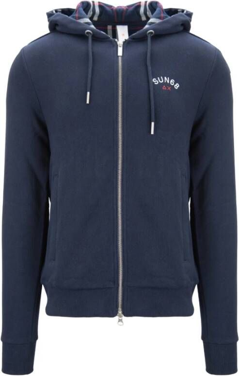 Sun68 Heren Zip Hoodie met Elleboog Patches