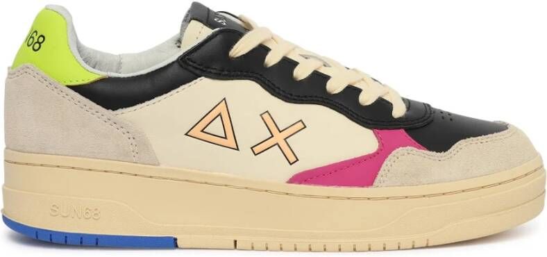 Sun68 Kleurrijke Vieze Witte Sneakers