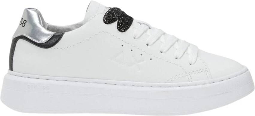 Sun68 Witte en roze leren sneakers Grace Leather White Dames