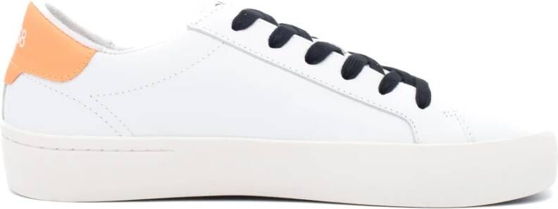 Sun68 Leren Street Sneakers Wit Oranje White Heren