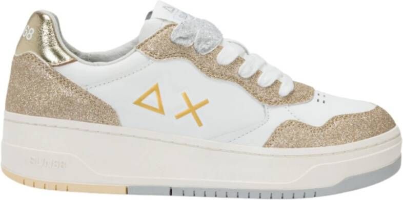 Sun68 Liefde Dame Basket Sneakers Wit Goud